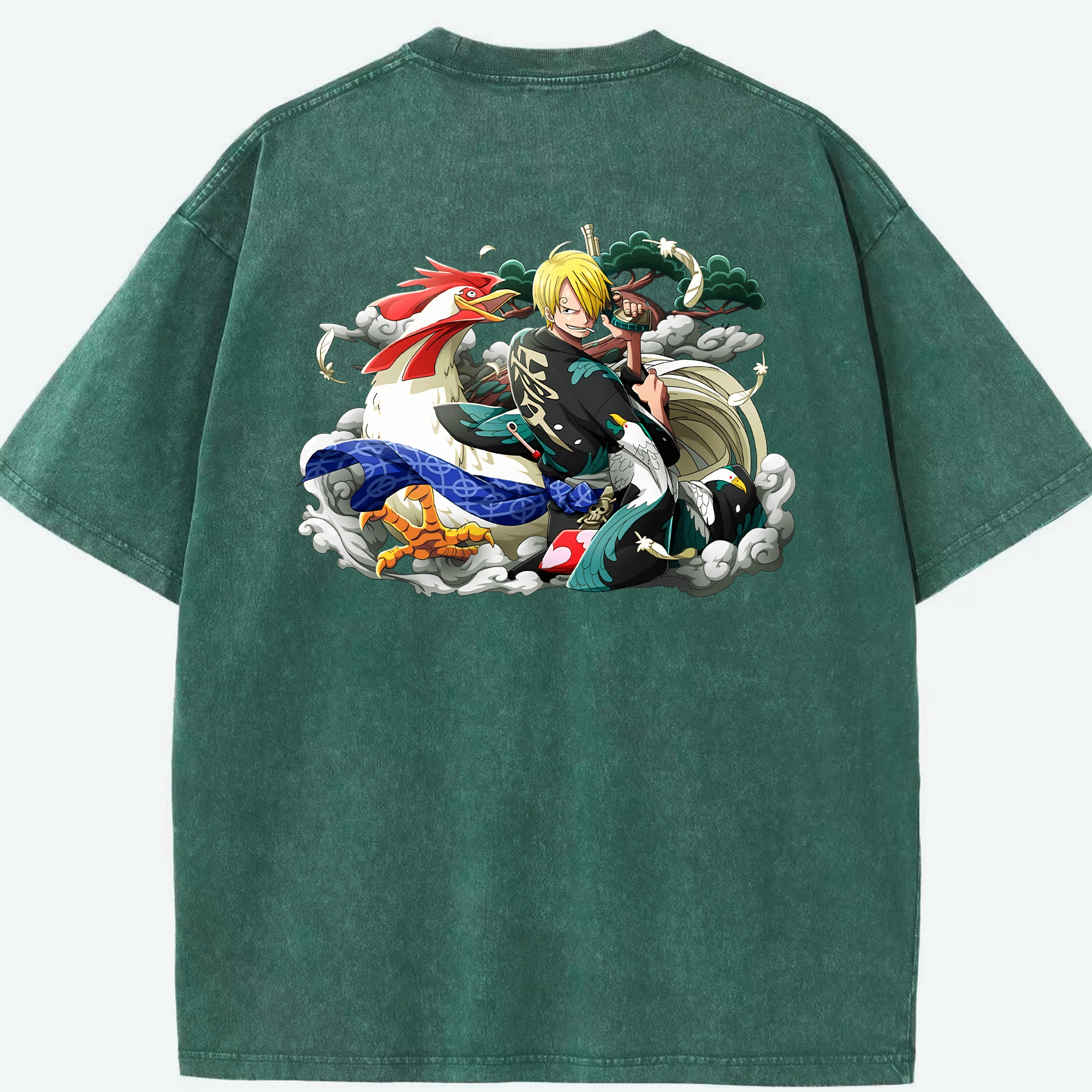 ワンピース サンジ ONE PIECE Sanji 綿100% ヴィンテージ風 半袖Tシャツ（背面プリント）